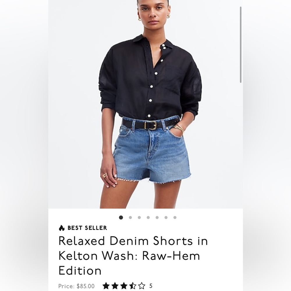 Madewell Relaxed Denim Shorts in Kelton Wash: Raw-Hem Edition